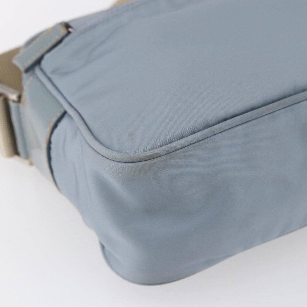 Authentic PRADA Shoulder Bag Nylon Light Blue Silver - Picture 8 of 16